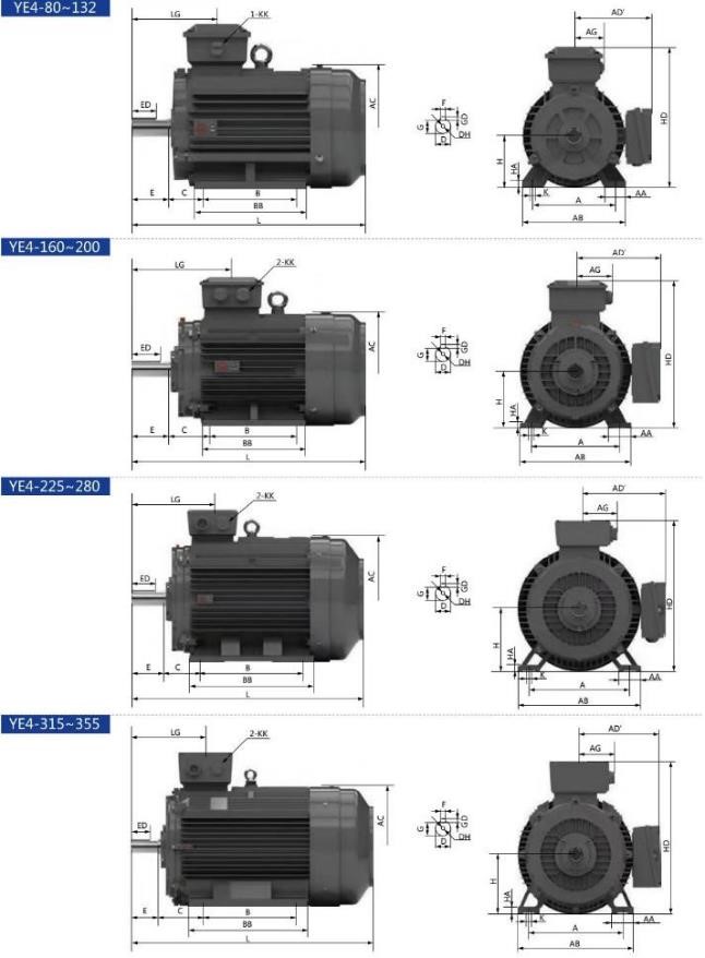 IE4 (YE4) Series 3 phase asynchronous electric motor