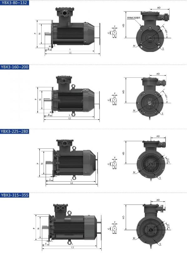 YBX3 (YBX4) Series Explosion-Proof 3 phase asynchronous electric motor