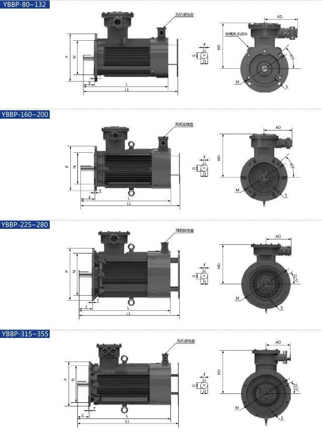 YBBP Series Explosion-proof Inverter 3 phase asynchronous electric motor