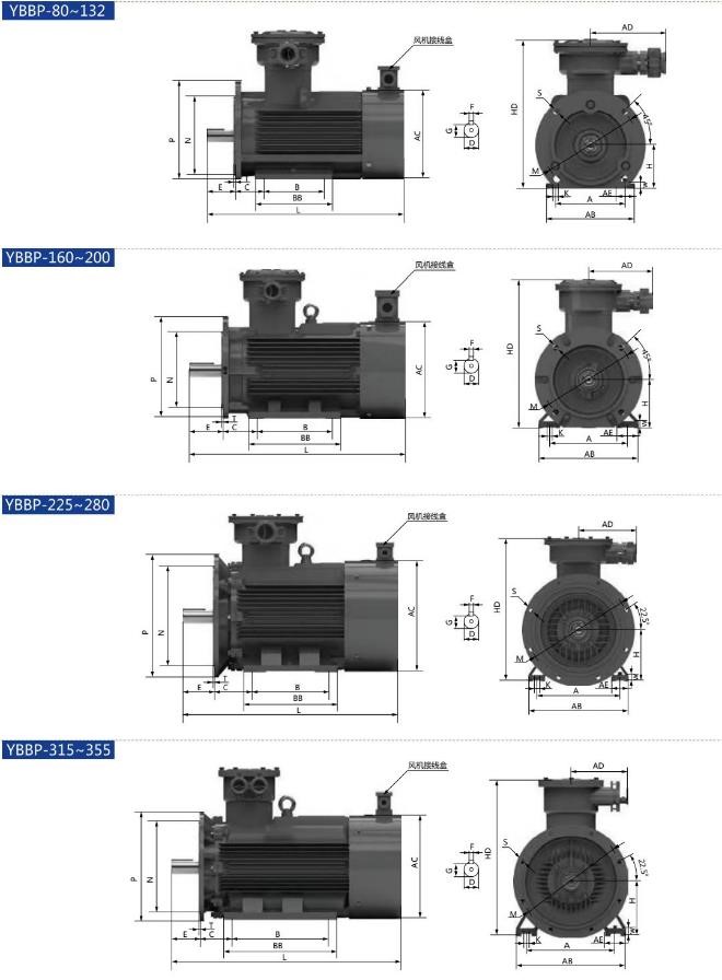 YBBP Series Explosion-proof Inverter 3 phase asynchronous electric motor