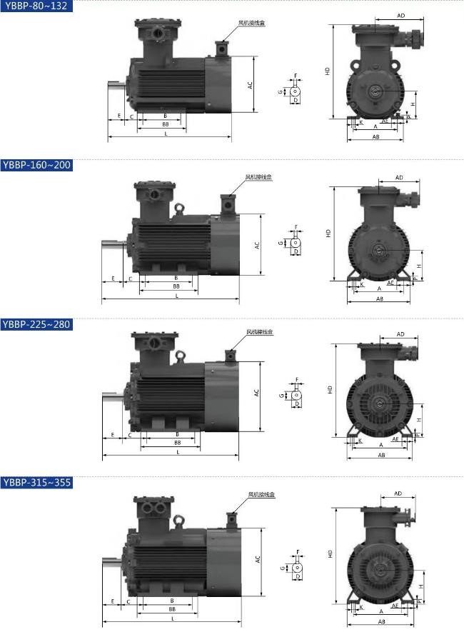 YBBP Series Explosion-proof Inverter 3 phase asynchronous electric motor